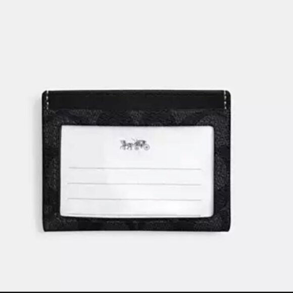 Coach Slim ID Card Case CW366 – Signature Canvas Charcoal, Very Good - Picture 2 of 4